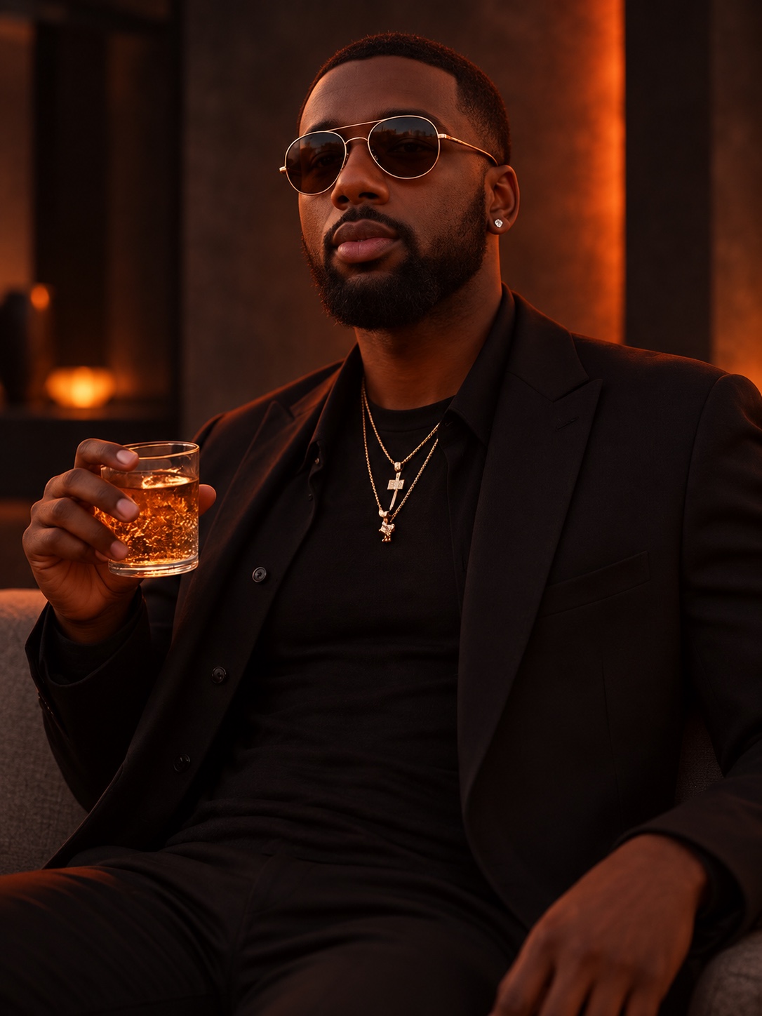 Will Wavy wearing sunglasses, a dark jacket and black shirt